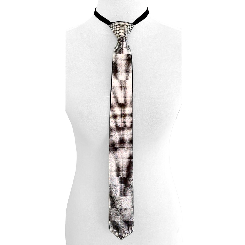 Bling Rhinestone Fashion Neck Tie Statement Necklace